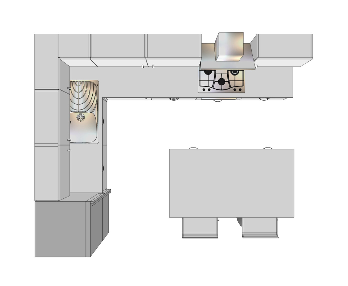 Планировка кухни вид сверху